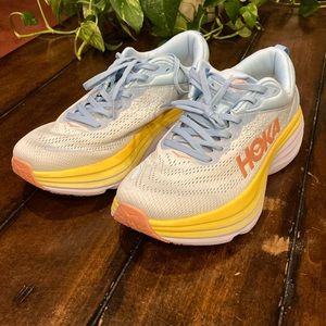 New WOMEN'S Size 9.5 Hoka Bondi 8 Trainers - Summer Song / Country Air (ABBA)